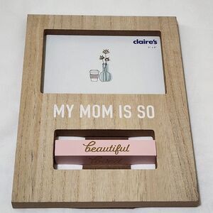 Claire's Mother's Day Wooden 4 x 6 Frame with Rotating Pink Bezel NEW